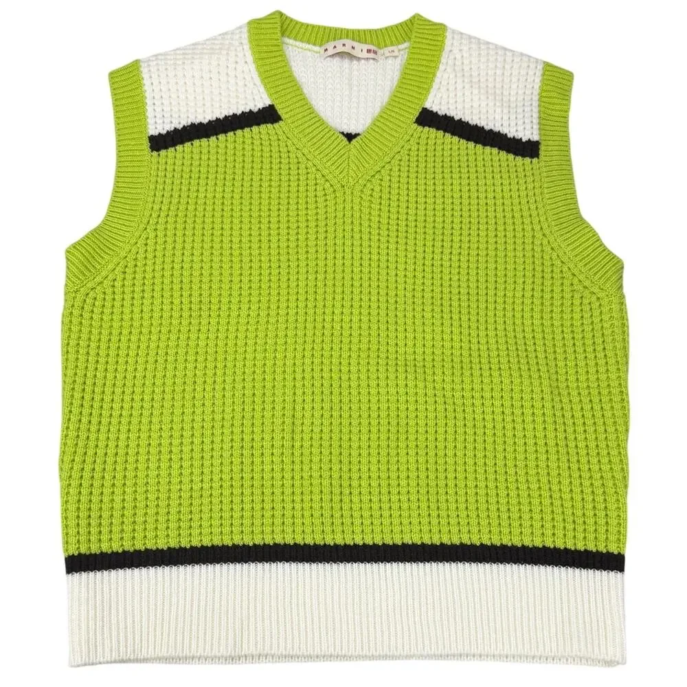 MARNI X UNIQLO Popcorn Knitted V-Neck Sweater Size Large